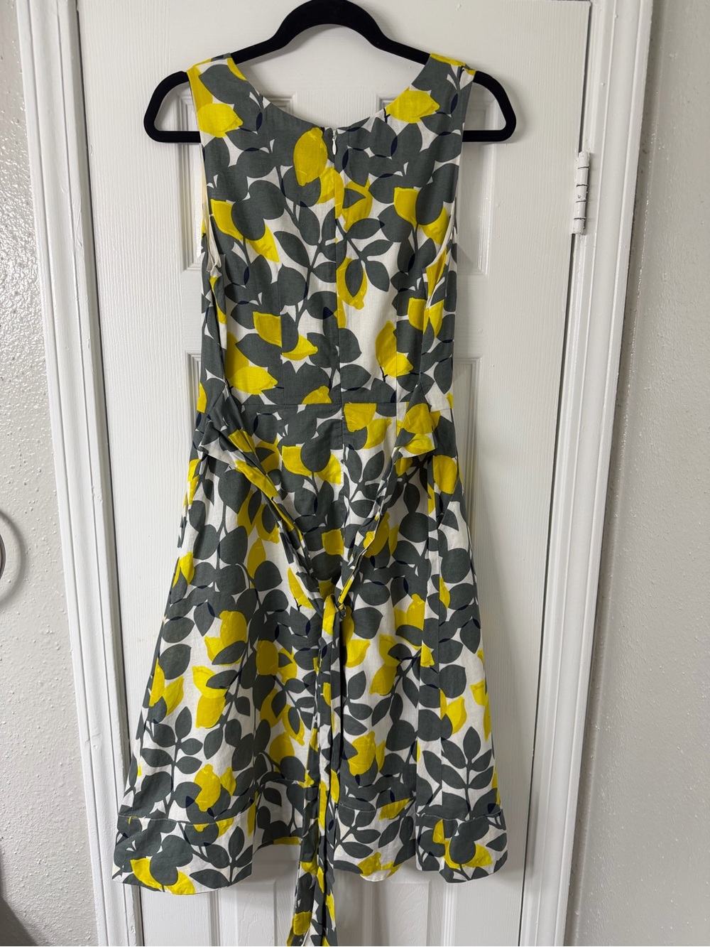 Boden Jade Fit & Flare Midi Dress 8 Lemon Print Cotton Linen Blend Summer Fruit - Picture 6 of 12